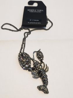 Lobster Crustacean Pendant Necklace 28" +3" Chain