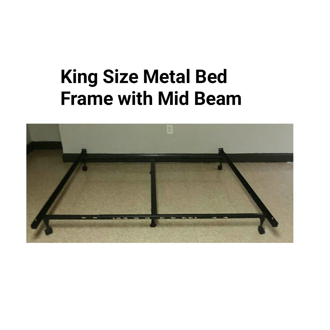 King Size Metal Bed Frame with Mid Beam