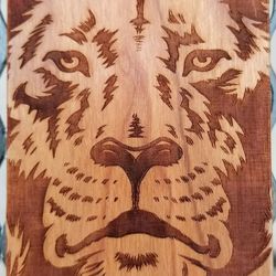 Lion design laser engraved wood case for iPhone and Samsung Galaxy