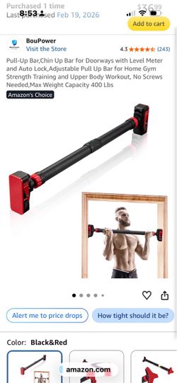 Doorway Pull-Up Bar Black & Red