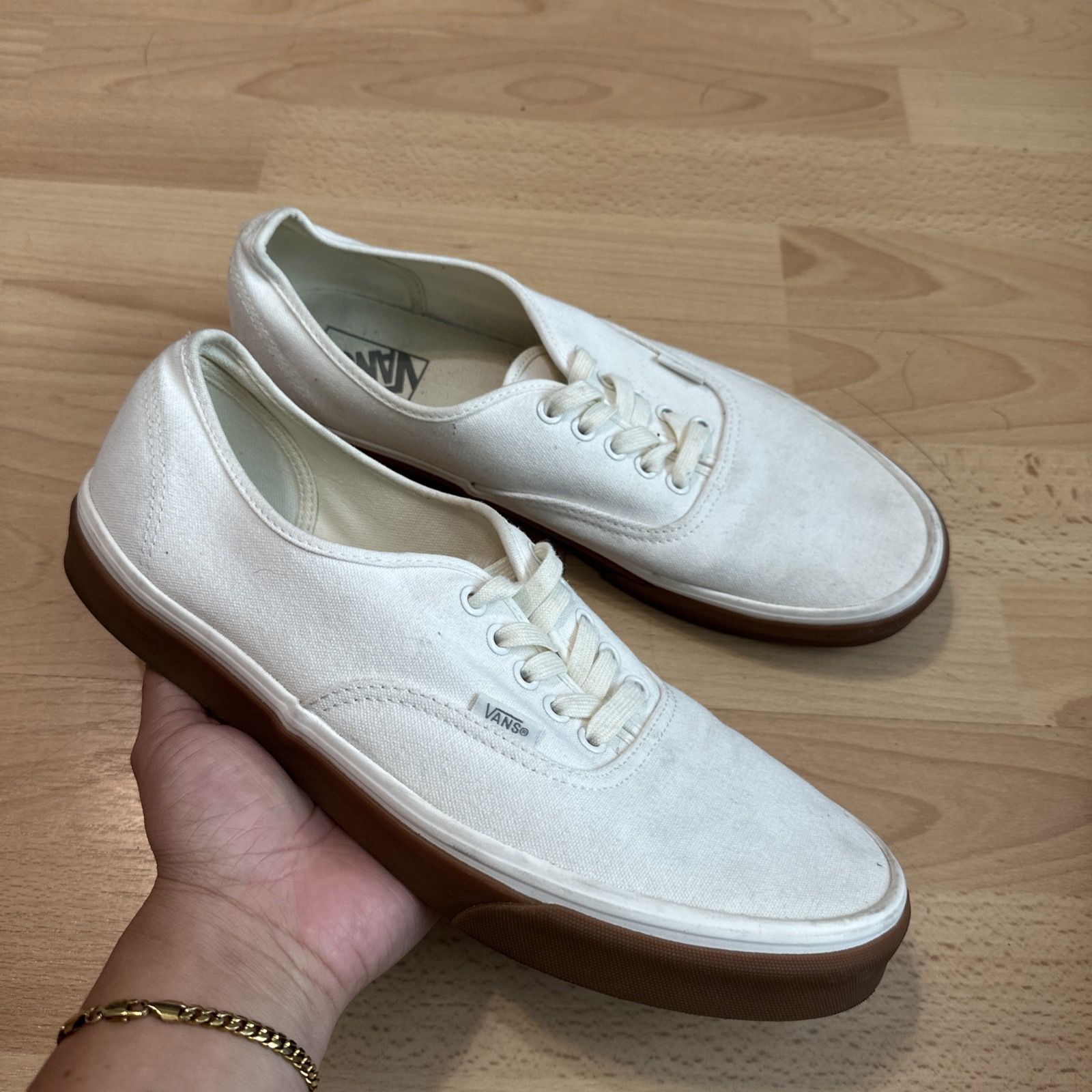 Vans Authentic Canvas Mens Size 12 White With Gum Sole Skate Shoes