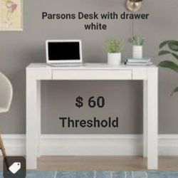 Brand New Parsons Desk With drawer White