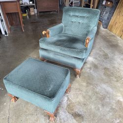 Comfy, antique chair and ottoman