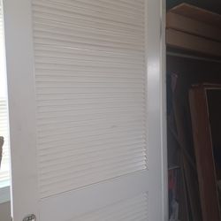 All Wood Louver Door  Good Condition  Need Some. Paint