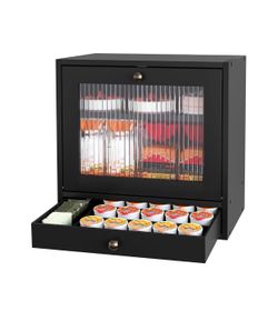 Alpeir Black Wooden Bread Box featuring a clear front window