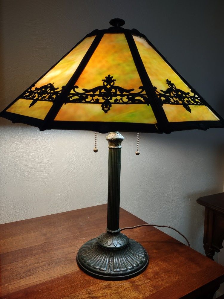 Original Bradley Hubbard Slag Glass Lamp