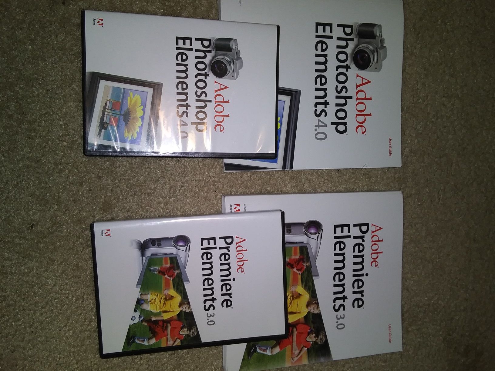 Adobe Photoshop 4.0 & Adobe Premiere Elements 3.0 software with manuals