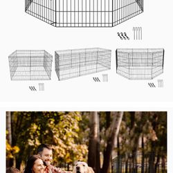 Pet Republic 24/30/36/42/48 Inch Pet Playpen
Puppy Playpen Dog Exercise Pen Indoor Outdoor
Folding Dog Fence for Small Animals 8 Panel