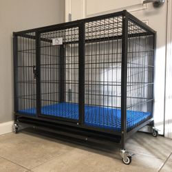🟦New 37” Dog Kennel Cage With Wheels‼️👀🔵