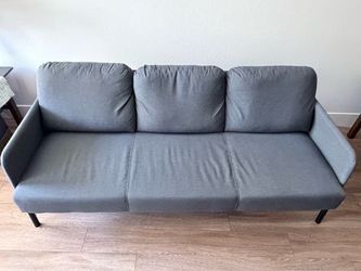 Nearly New Gray Fabric 3-Seat Sofa with Black Legs