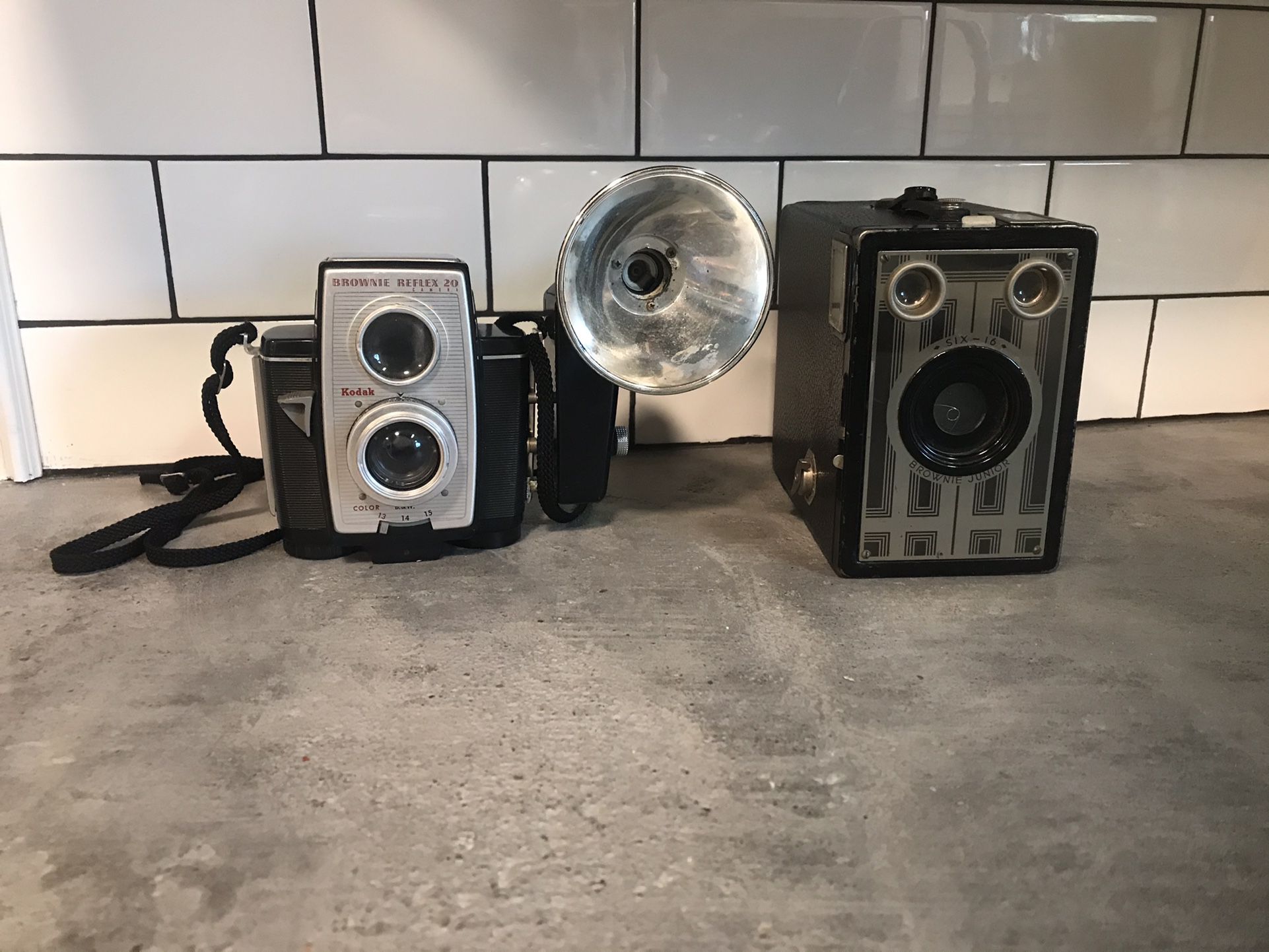 Two Vintage Kodak Cameras - Brownie Reflex and Brownie Junior