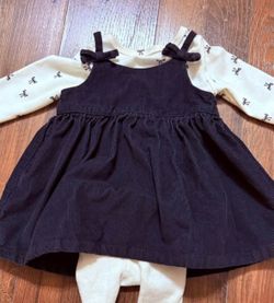 Girls 0-3 Month Outfit with Long Sleeve Shirt and Leggings