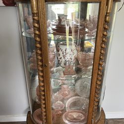 Pink Depression Glass Plus Curio Cabinet
