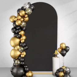 Black Arch Cover 2.6ft x 6ft Spandex Arch Backdrop Cover Fitted Round Top Arch B