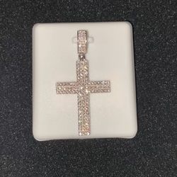Iced Out Cross Pendant w/ Chain – New, Never Worn