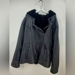 Wilsons Leather Hooded Designer Women's Leather Jacket Coat Faux Fur Lining L