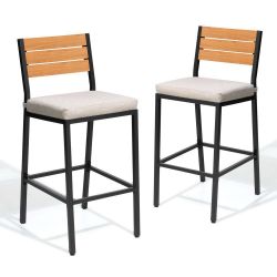 Metal Outdoor Bar Stool Patio Counter Height Bar Chair with Linen Cushion (2-Pack) πβοΈπ