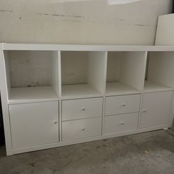 IKEA KALLAX Shelf Unit – White – With 4 Drawer/Door Inserts