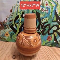 Mexican Artisan 12" Water Jug With Cup