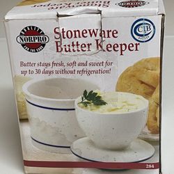 Norpro Stoneware White Porcelain Butter Keeper French Bell Crock Dish