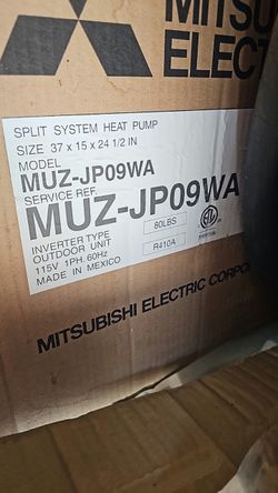 Mitsubishi Electric MUZ-JP09WA 9,000 BTU Inverter Outdoor Heat Pump Condenser (115V)