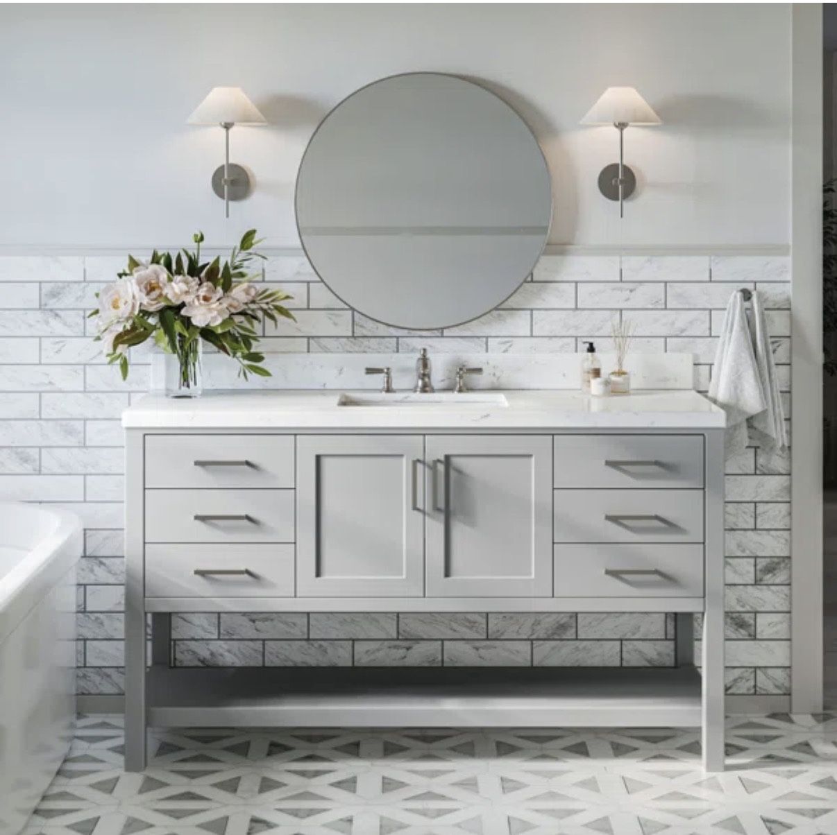 60” Bathroom Vanity - Brand New “Open Box” - $2195 Retail - Single Bowl - Counter Top - Delivery 