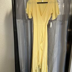 Yellow Prom/formal Wrap Dress