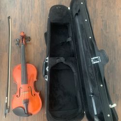Full Size Solid Wood Concert Violin with Bow and Case With Carrying Straps. 