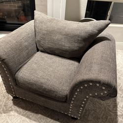 Large Gray Upholstered Chair