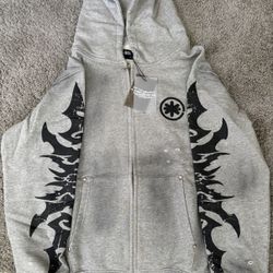 Lost Shadows Gray And Black Zip Up Hoodie