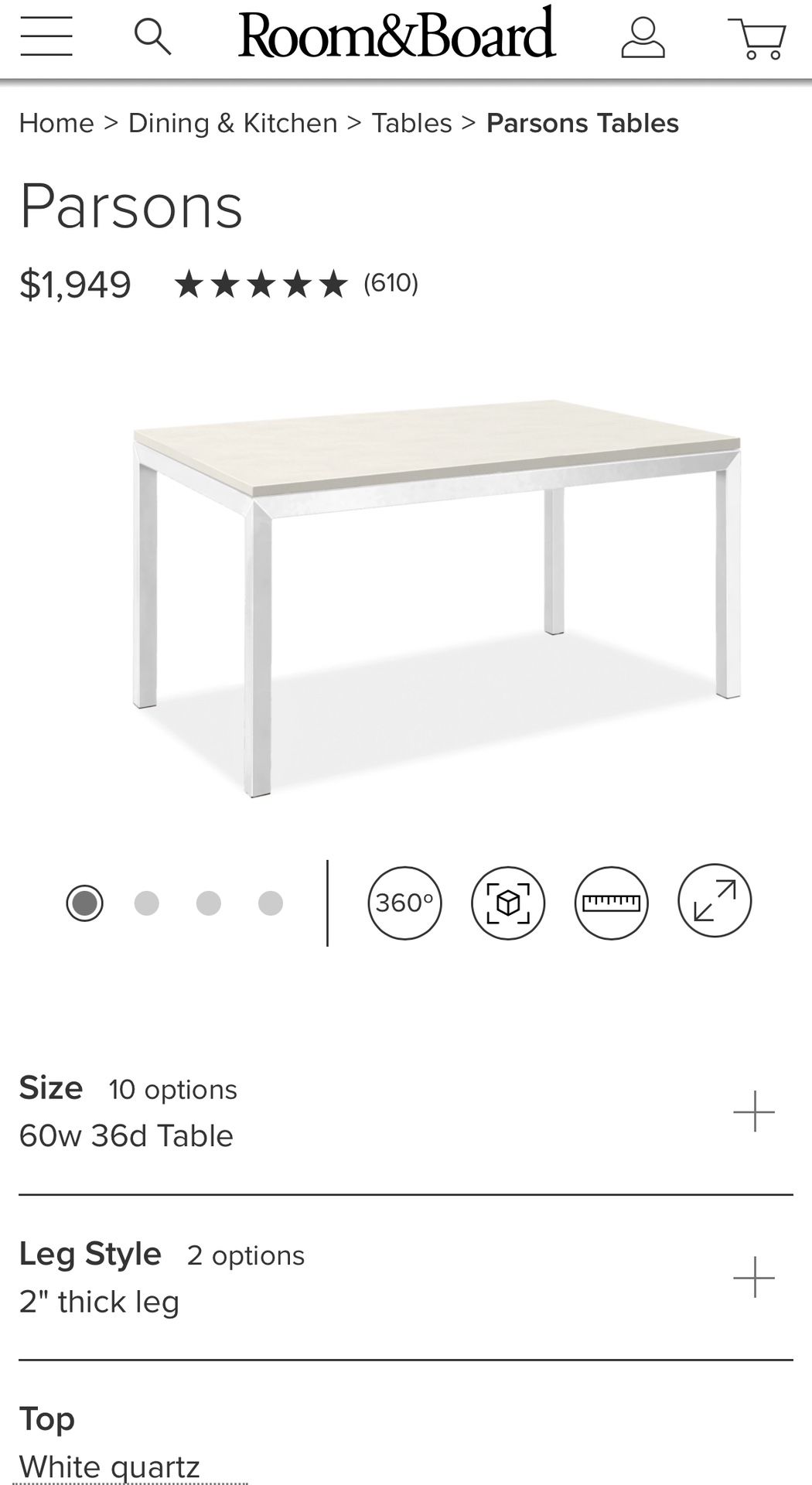 Room&Board Quartz Parsons Table