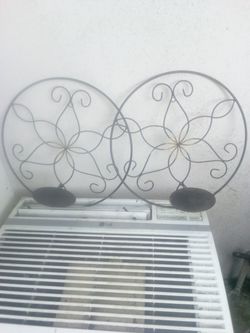 Two Black Metal Wall Decorations