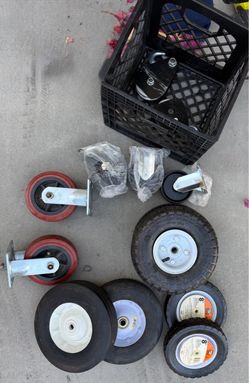 Mixed Lot of Caster Wheels and Pneumatic Tires, Most are New