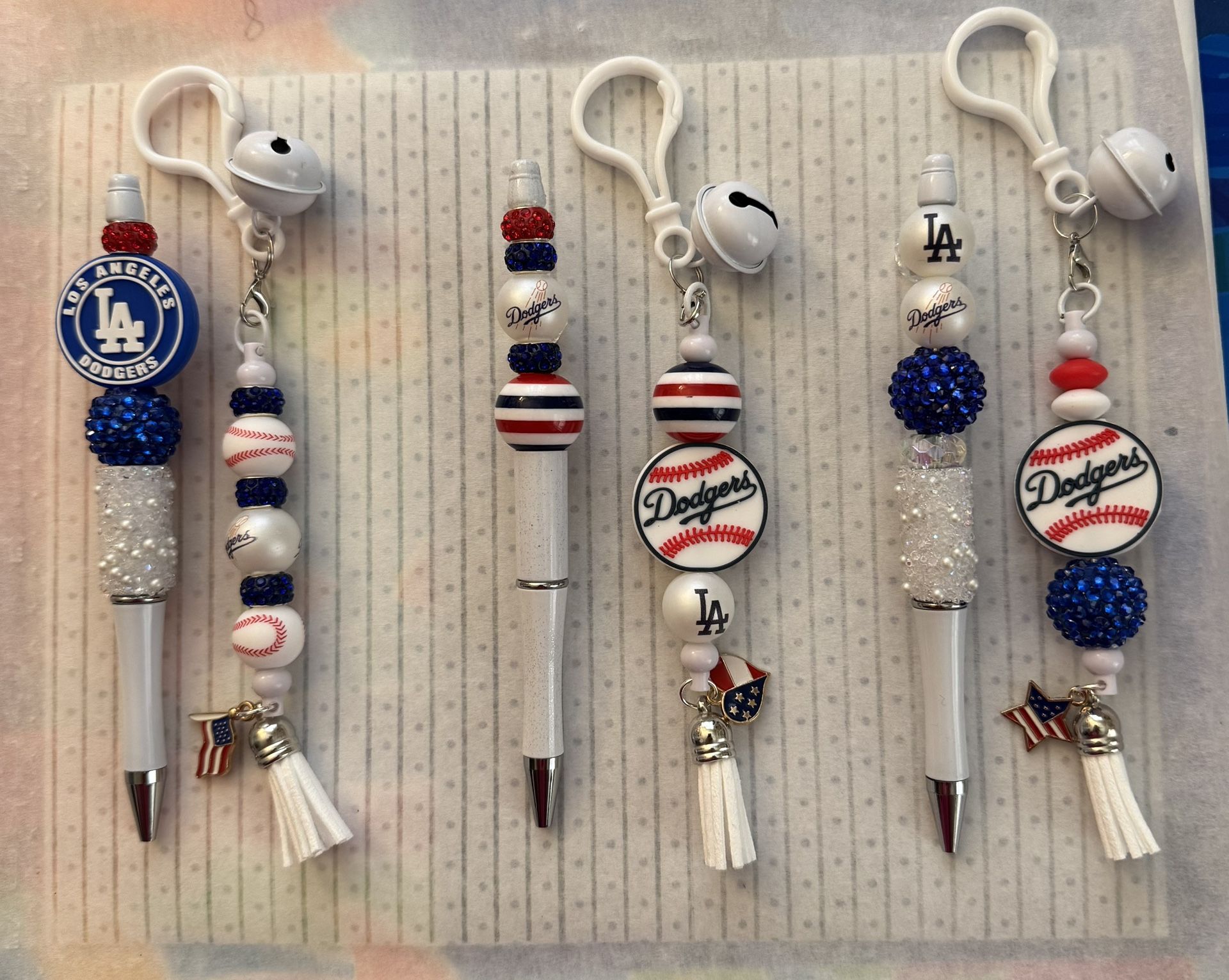 Dodgers Pen And Jingle Bell Keychain/Purse Charm Set