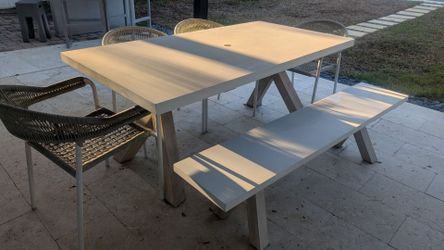 Outdoor 74" Dining Table and Bench Set