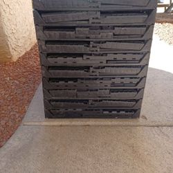 STACKABLE COLLAPSABLE STORAGE BINS RESISTANT TO ANYTHING 
STRONG DURABLE UNBREAKABLE 
22"L x 14"W x 12"H  10 TOTAL 
$30 FOR ALL