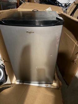 Whirlpool 4.3 cu ft Mini Fridge with a stainless steel look
