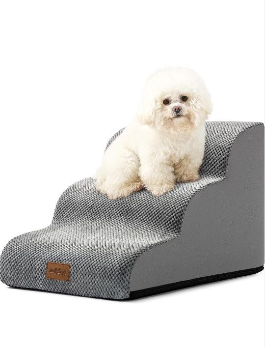 Dog Stairs for Small Dogs 15.7" H, Curved Dog Step for Puppy, Older Cat,