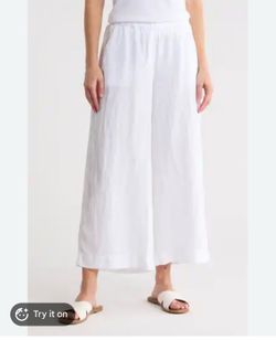 100% linen wide leg pants
