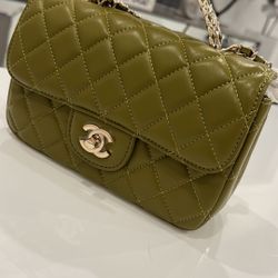 CC  Olive green quilted mini bag