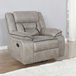 Brand New Taupe Leatherette Glider Reclining Chair