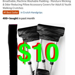 Premium Crutch Pads & Hand Grips - Comfortable, Breathable, Machine Washable Padding - Moisture Wicking & Odor Reducing Pillow Accessory Covers for Ad
