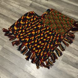Crochet Fringed Mexican Poncho