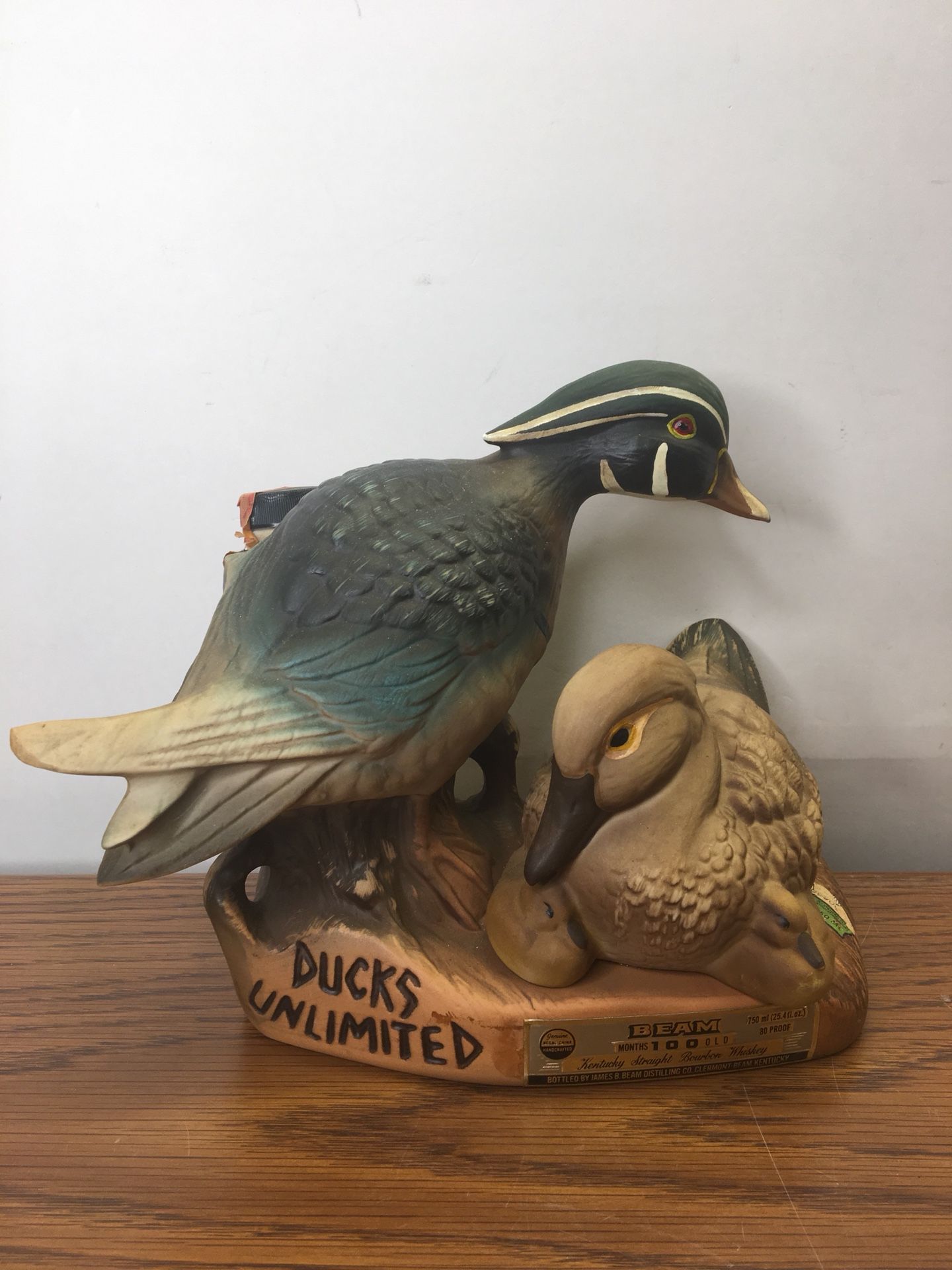 Jim Beam Ducks Unlimited Wood Duck Family Genuine Regal China Decanter