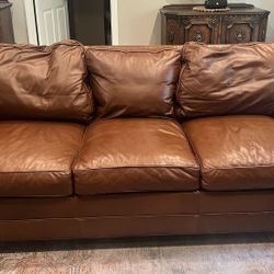 Real Leather Sofa – Excellent Condition – $475 OBO (Pickup Only)