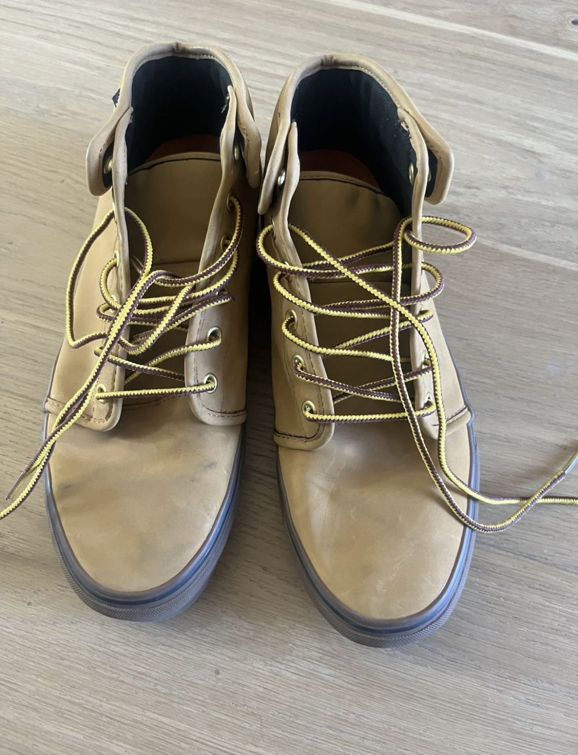 Vans 106 High Top Sneakers Unisex Tan Leather Skate Casual Men’s 9.5 Women’s 11