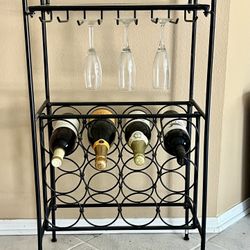 Wine Rack W/ Bottles- Great Shape