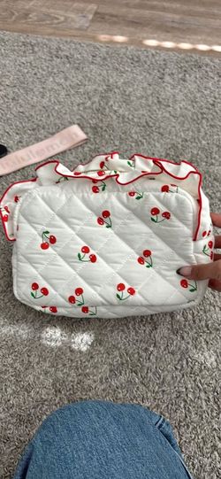 cherry printed makeup bag