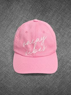 Pink Vacay Vibes Embroidered Cotton Baseball Cap