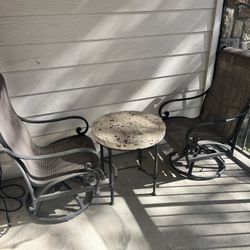 2 Patio Chairs And Small Table 